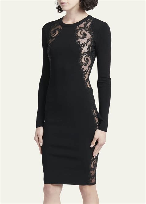 Versace Lace Insert Bodycon Midi Dress 